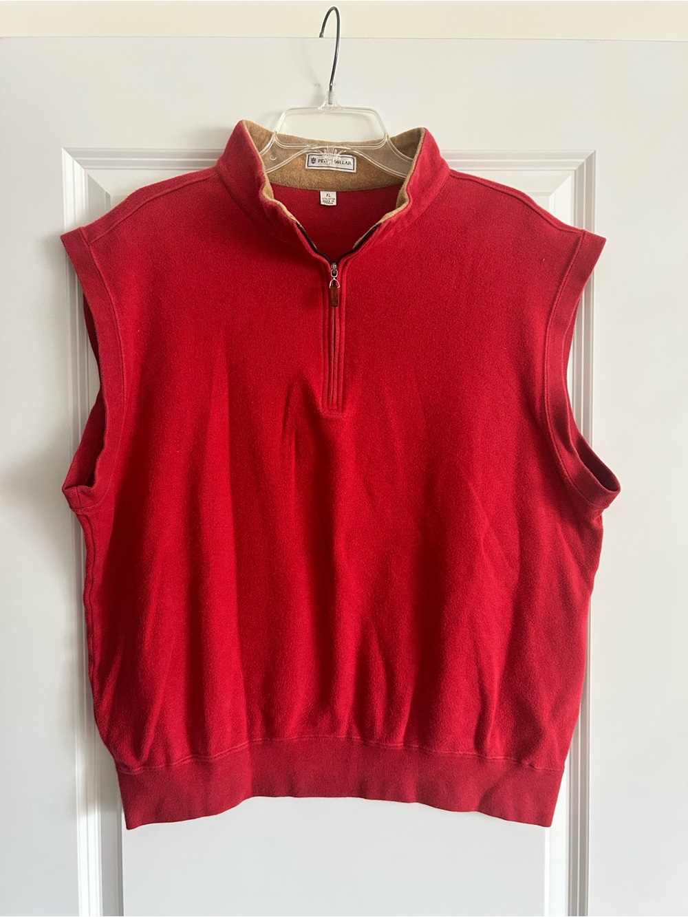 Peter Miller Men’s 100% Cotton Red 1/4 Zip Sweater Vest Size XL Golf Preppy